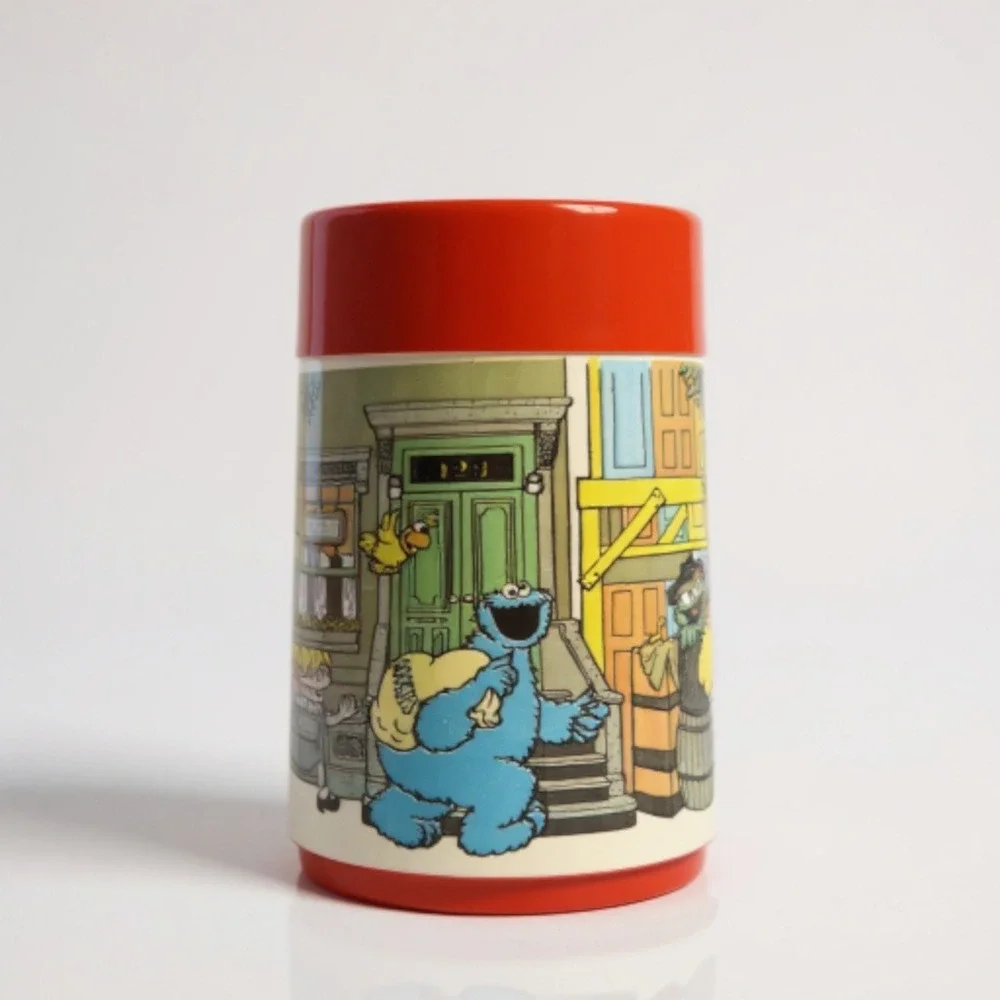 Vintage Aladdin‎ Kid Kits Sesame Street Lunch Box Thermos Back to School Orange